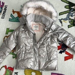 Abercrombie Kids silver puffer winter coat
